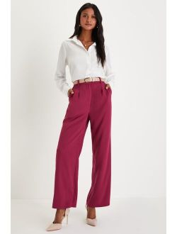 Upscale Energy Berry Pink High Rise Wide Leg Trouser Pants