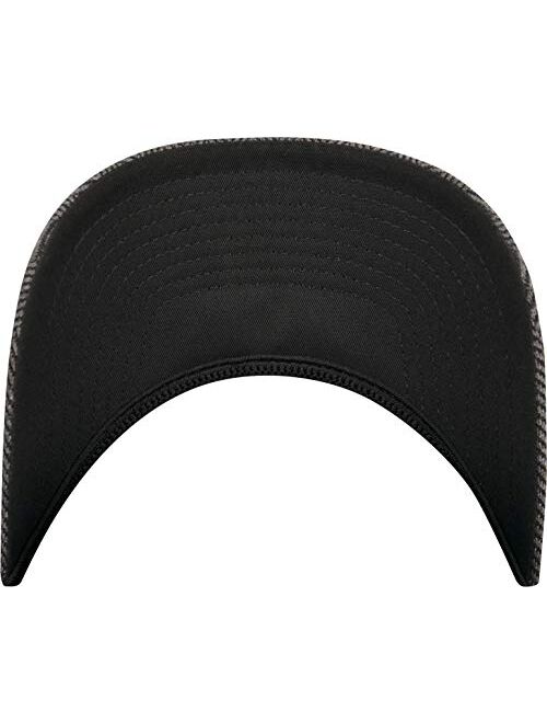 Flexfit Heringbone Melange Black Grey Wooly Combed Stretchable Fitted Cap Kappe