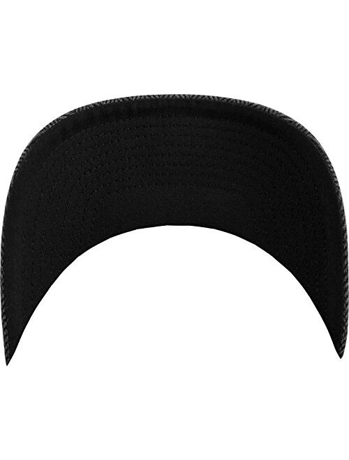 Flexfit Heringbone Melange Black Grey Wooly Combed Stretchable Fitted Cap Kappe