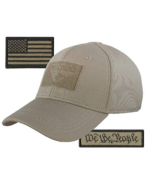 Gadsden And Culpeper Condor Fitted Tactical Cap Bundle - We The People & USA Patches - Choose Size