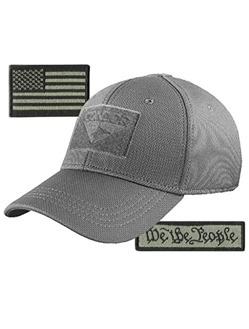 Gadsden And Culpeper Condor Fitted Tactical Cap Bundle - We The People & USA Patches - Choose Size