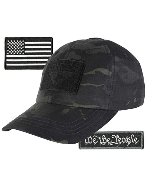 Gadsden And Culpeper Condor Fitted Tactical Cap Bundle - We The People & USA Patches - Choose Size