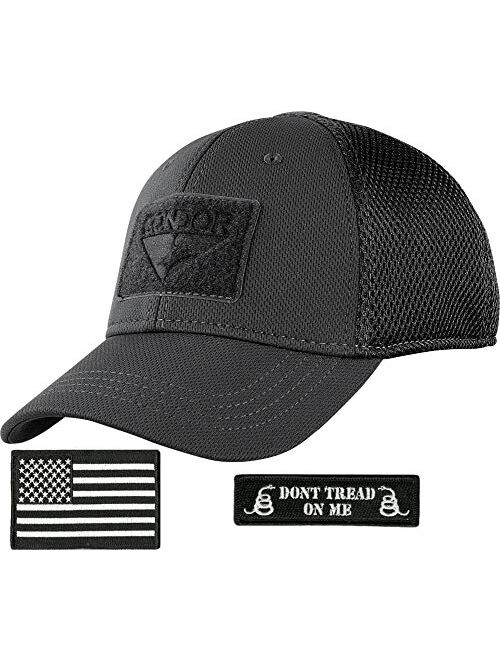 Gadsden And Culpeper Condor Mesh Fitted Tactical Cap Bundle (USA/DTOM Patches)