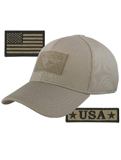 Condor Fitted Tactical Cap Bundle - USA Morale & USA Flag Patches - Choose Size