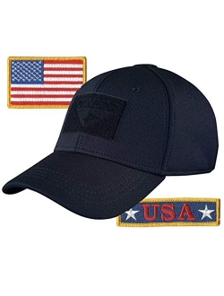 Condor Fitted Tactical Cap Bundle - USA Morale & USA Flag Patches - Choose Size