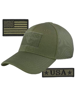 Condor Fitted Tactical Cap Bundle - USA Morale & USA Flag Patches - Choose Size