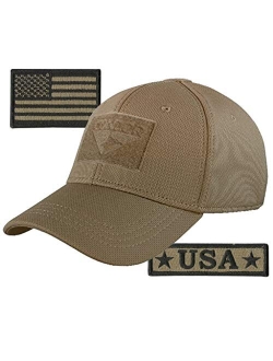 Condor Fitted Tactical Cap Bundle - USA Morale & USA Flag Patches - Choose Size