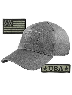 Condor Fitted Tactical Cap Bundle - USA Morale & USA Flag Patches - Choose Size