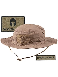 Tactical Patches & Boonie Hat Bundle - Coyote - Molon Labe