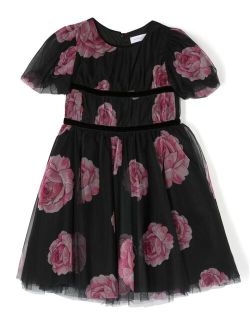 rose-print tulle dress