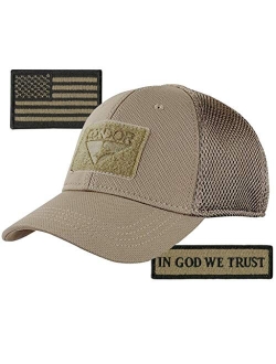 Condor MESH Fitted Tactical Cap Bundle - in God We Trust & USA - Choose Size