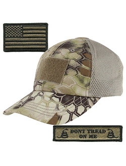 Kryptek-Highlander Tactical Patch & Mesh Hat Bundle (USA-Flag/DTOM)