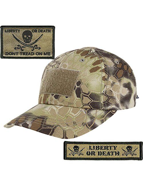 Gadsden And Culpeper Kryptek-Highlander Tactical Patch & Mesh Hat Bundle (USA-Flag/DTOM)