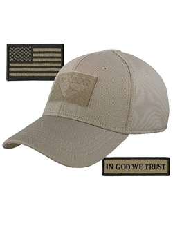 Condor Fitted Tactical Cap Bundle - in God We Trust & USA Patches - Choose Size