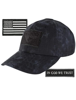 Condor Fitted Tactical Cap Bundle - in God We Trust & USA Patches - Choose Size