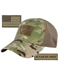 Condor Fitted Tactical Cap Bundle - in God We Trust & USA Patches - Choose Size