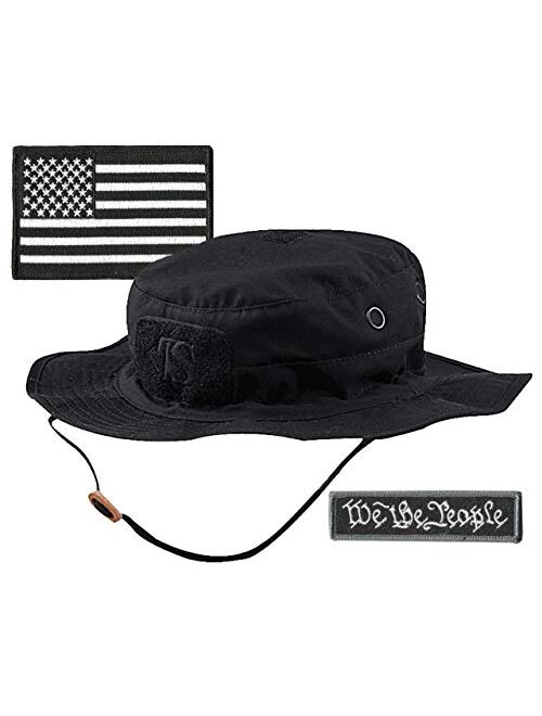 Gadsden and Culpeper Tactical Patches & Boonie Hat Bundle - Black - USA/We The People