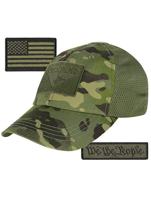 Gadsden And Culpeper Condor Operator Cap Mesh-Back Bundle - AR-15 & We The People Patches - Olive Drab