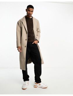 relaxed wool-look overcoat in beige