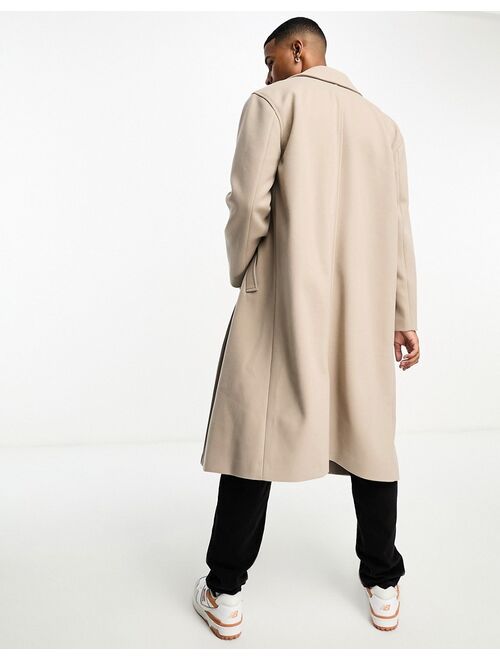 ASOS DESIGN relaxed wool-look overcoat in beige