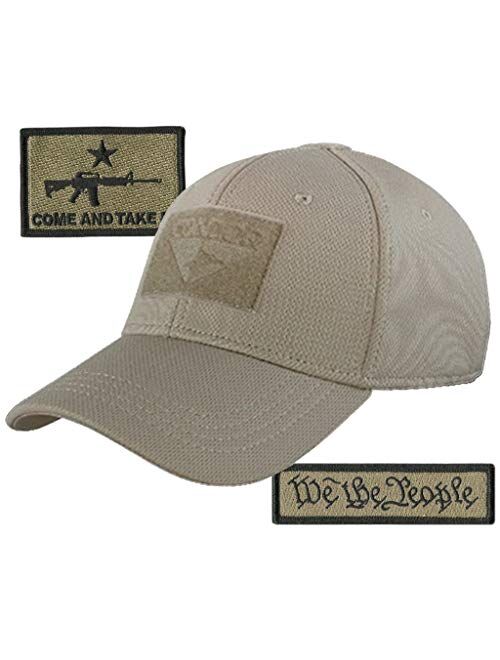 Gadsden And Culpeper Condor Fitted Tactical Cap Bundle - AR-15 & USA Patches - Choose Size