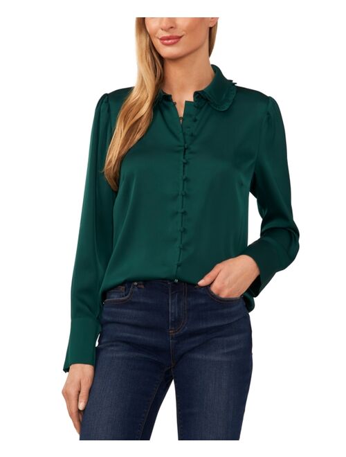 CECE Women's Ruffle-Collar Button-Front Blouse