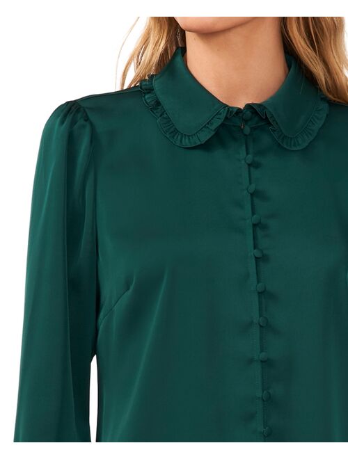 CECE Women's Ruffle-Collar Button-Front Blouse