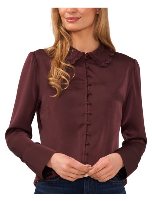 CECE Women's Ruffle-Collar Button-Front Blouse