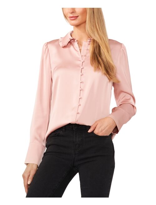 CECE Women's Ruffle-Collar Button-Front Blouse