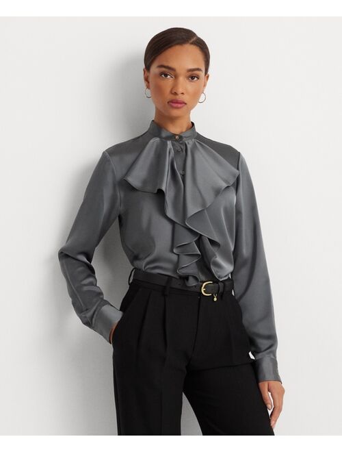 Polo Ralph Lauren LAUREN RALPH LAUREN Women's Ruffle-Trim Satin Charmeuse Shirt