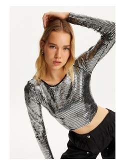 NOCTURNE Women's Metallic Jersey Top