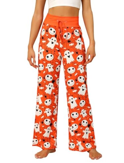 Vackutliv Womens Halloween Pajamas Pants Ladies Pumpkins Ghost Pajama Cute Soft Long Bottoms Women Pjs Pj Jammies Gift