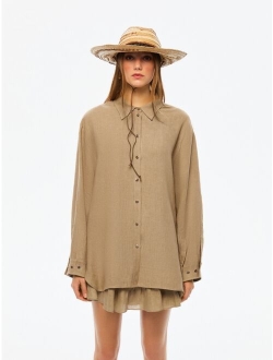 NOCTURNE Women's Oversized Linen Shirt