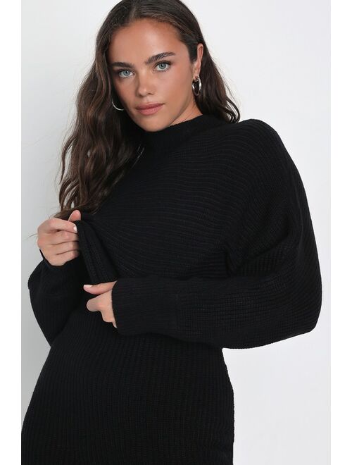 Lulus Toasty Times Black Long Sleeve Two-Piece Sweater Dress