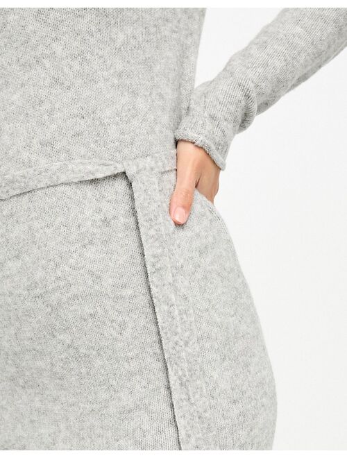 ASOS Tall ASOS DESIGN Tall knitted midi dress with tie waist in gray