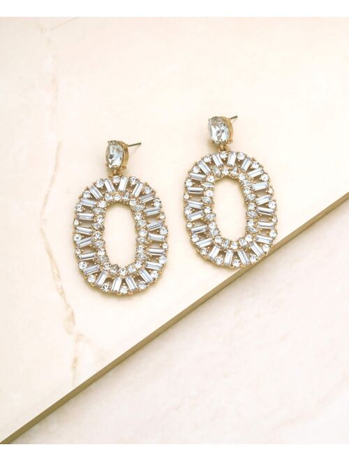 ETTIKA Sparkle Oval Dangle Earrings in 18K Gold Plating