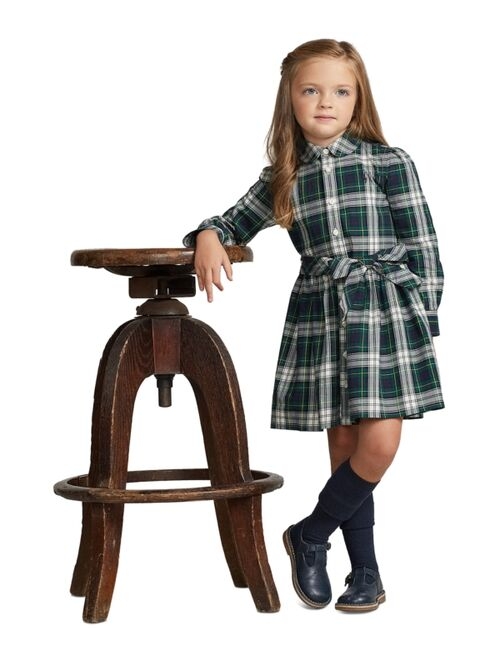 POLO RALPH LAUREN Toddler and Little Girls Plaid Cotton Twill Shirtdress