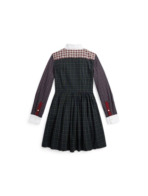 POLO RALPH LAUREN Big Girls Mixed-Plaid Cotton Shirtdress