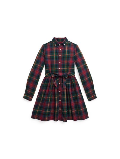 POLO RALPH LAUREN Big Girls Plaid Cotton Twill Shirtdress