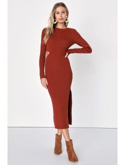 Cutest Combo Rust Red Cutout Sweater Dress