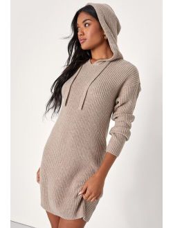 Sweet Forecast Heather Grey Cowl Neck Mini Sweater Dress