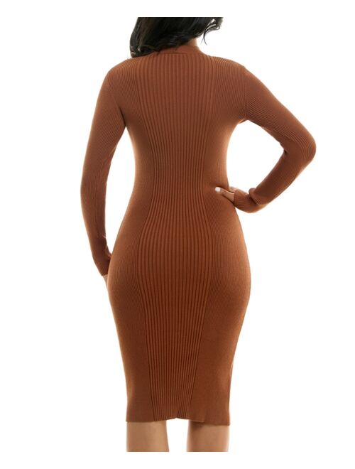 BCX Juniors' Twisted-Neck Cutout Sweater Dress