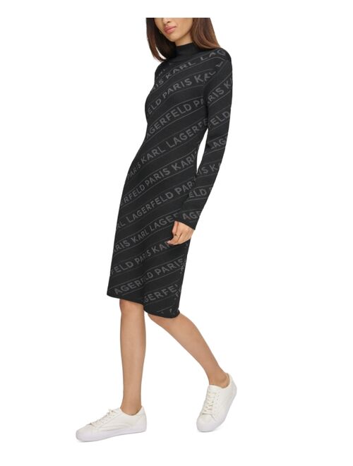 KARL LAGERFELD PARIS Women's Logo-Print Sweater Dress