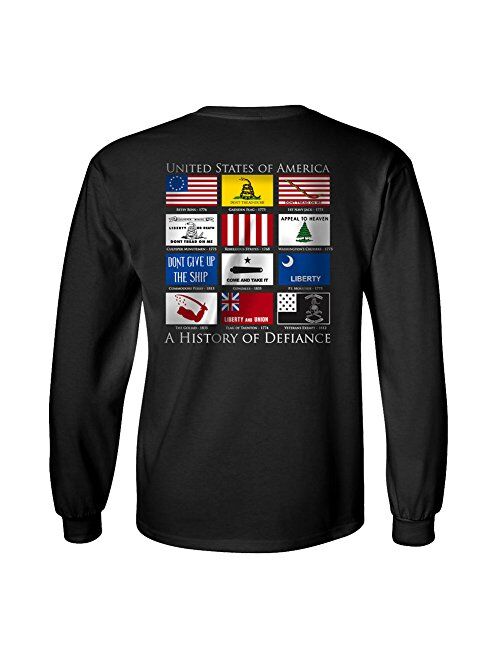 Gadsden and Culpeper Flags of Defiance Long Sleeve T-Shirt Black