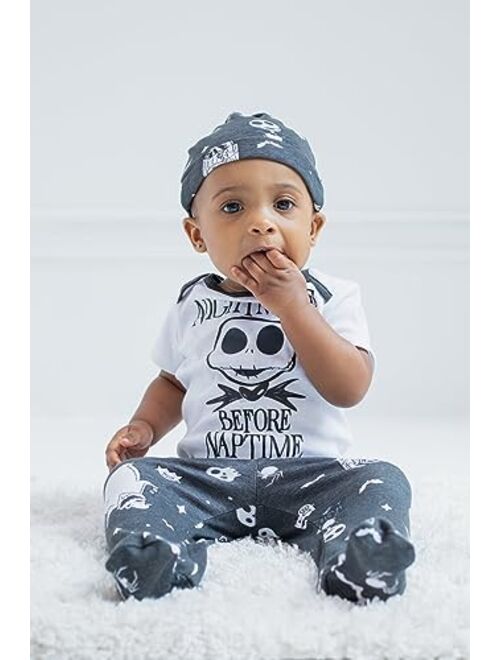 Disney Nightmare Before Christmas Baby Bodysuit Pants and Hat 3 Piece Outfit Set Newborn to Infant