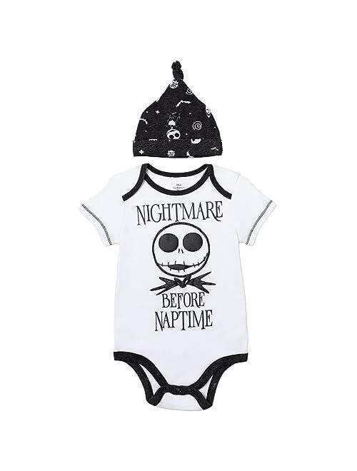 Disney Nightmare Before Christmas Baby Bodysuit Pants and Hat 3 Piece Outfit Set Newborn to Infant