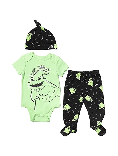 Disney Nightmare Before Christmas Baby Bodysuit Pants and Hat 3 Piece Outfit Set Newborn to Infant