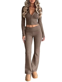 LILLUSORY 2 Piece Outfits For Women 2023 Casual Trendy Slim Fit Hooded Sweater Lounge Sets