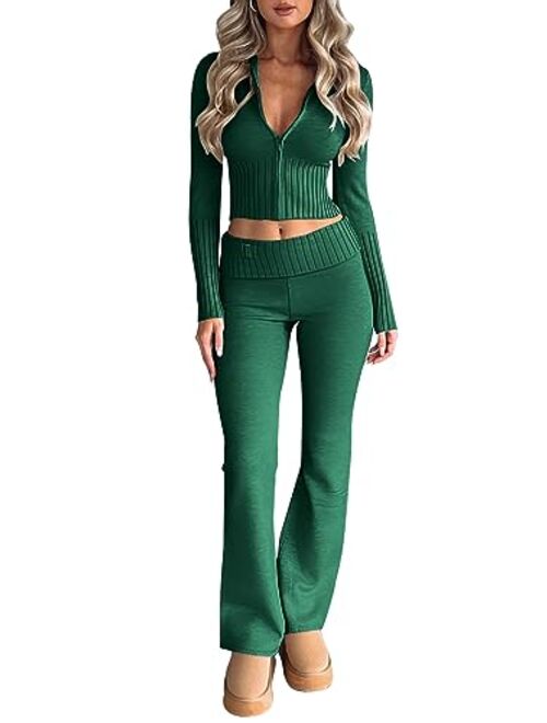 LILLUSORY 2 Piece Outfits For Women 2023 Casual Trendy Slim Fit Hooded Sweater Lounge Sets