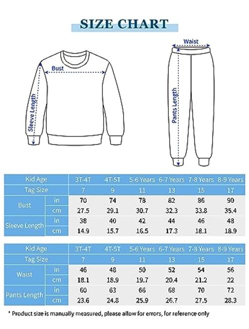 ROROANCO Kids Tracksuits Crewneck pullover & Jogger Set Sweatsuit Pants 2 piece Activewear Long Sleeve Colorblock 3T-8Years